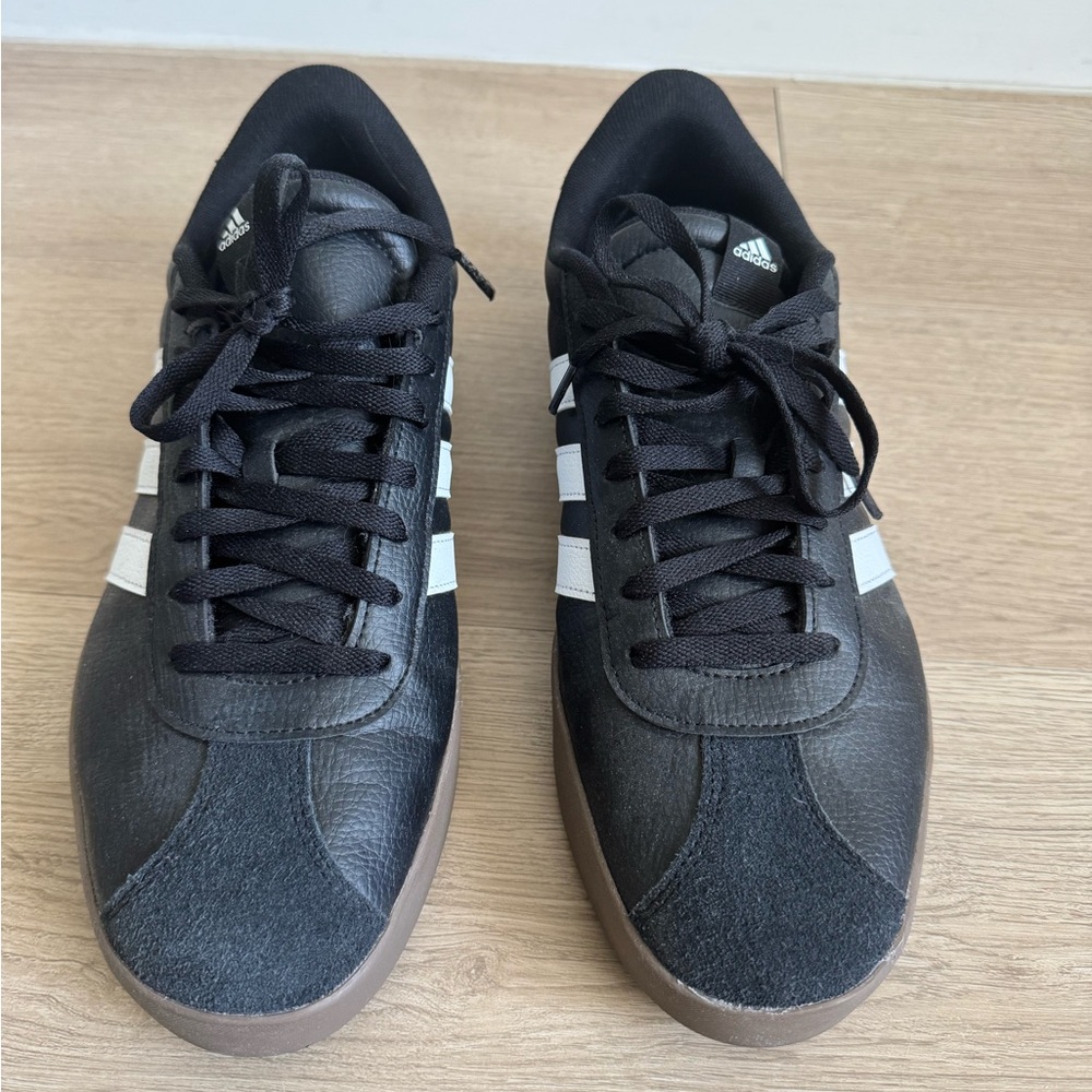 adidas Black and White Sneakers with Suede Upper and Low-Top Design